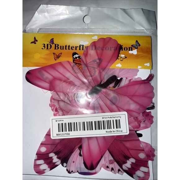 12pcs Pink 3D Butterfly Wall Sticker Party Home Decor Butterfly Stickers - Picture 1 of 2